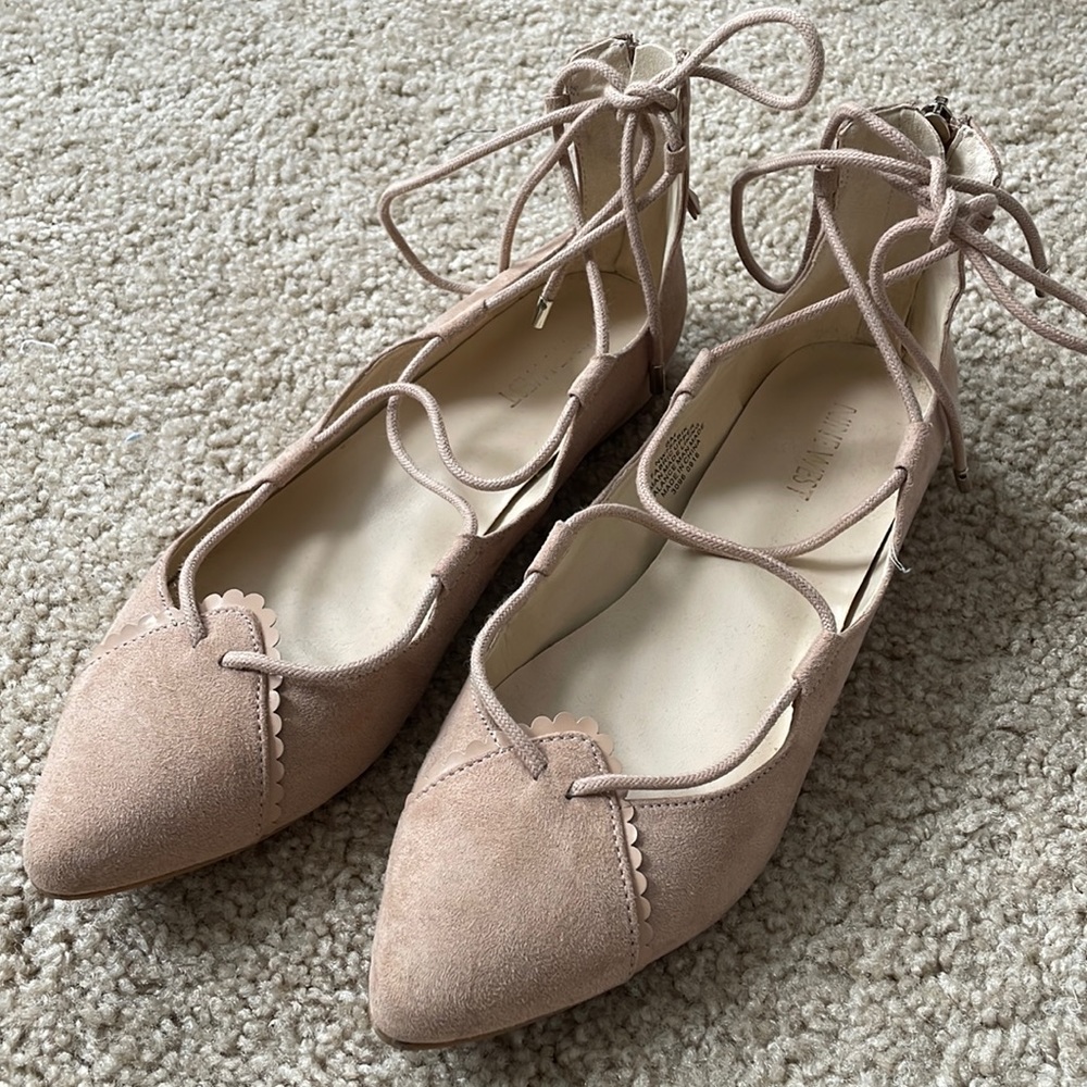 Nine West ankle tie flats